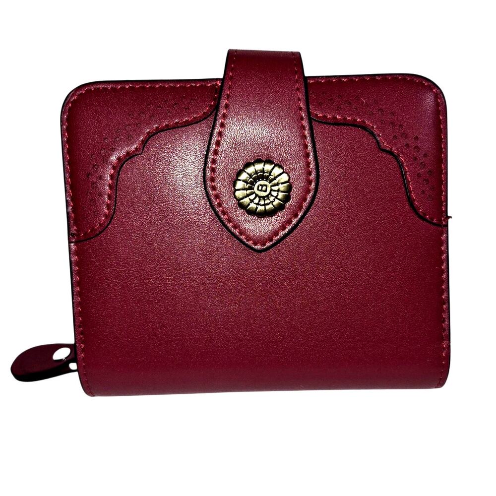 Bostanten Rozenn Mulberry Full Grain Leather Bi-Fold Wallet Zip Around RFID